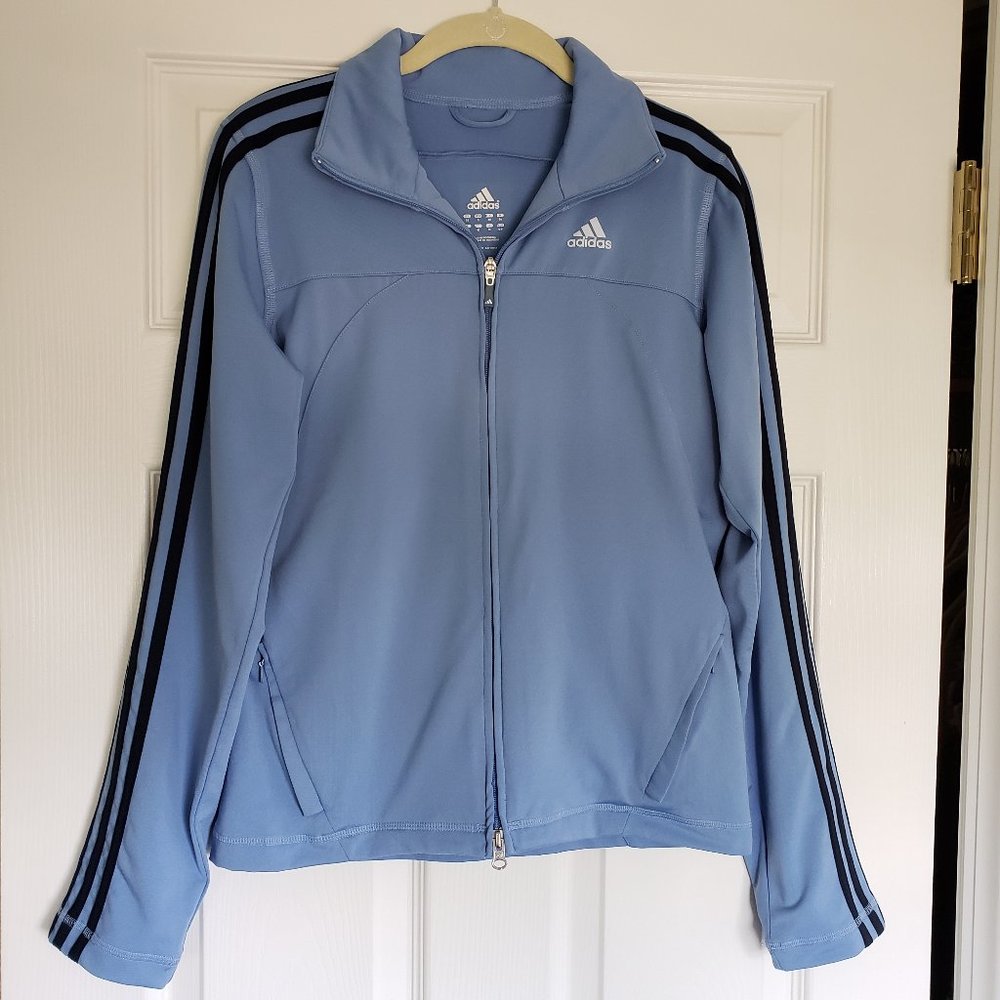 Adidas Light Blue Zipper Track Jacket - Size Small